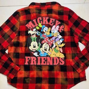 Disney distressed Mickey and friends plaid flannel